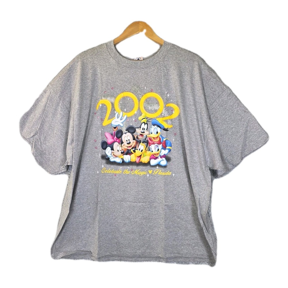 Vtg 2002 Disney World Celebrate The Magic T-Shirt Gray 3XL NWOT Mickey & Friends